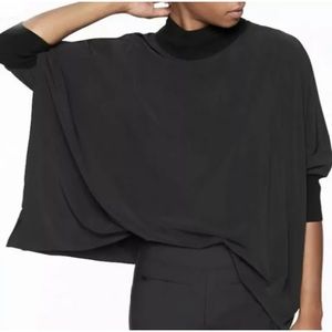 Athleta Black Insights Mock Neck Poncho Small